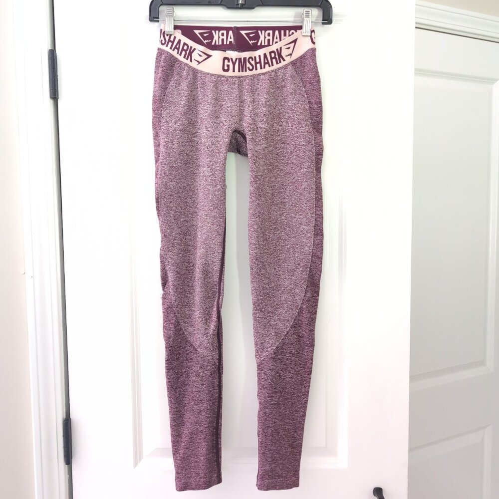 Gymshark Womens S Flex Leggings Dark Ruby Marl Contour Coloring Low Rise Workout